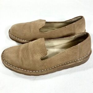 LL Bean Comfort Mocs Tan Leather Slip On Loafers Womens 8 Medium